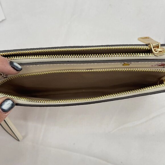 NEW COACH Women’s Double Zip Wallet with Heart Print Canvas CW969 Chalk Multi - Picture 12 of 12